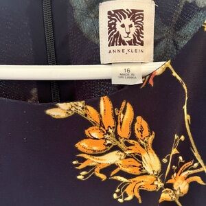 Anne Klein Navy and Floral Dress 16 NWT